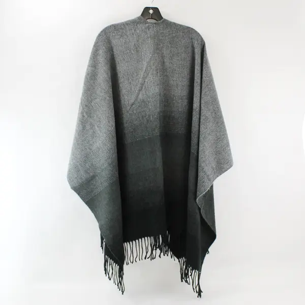 Worldwide Dreams Black and Gray Fringe Knit Shawl One Size
