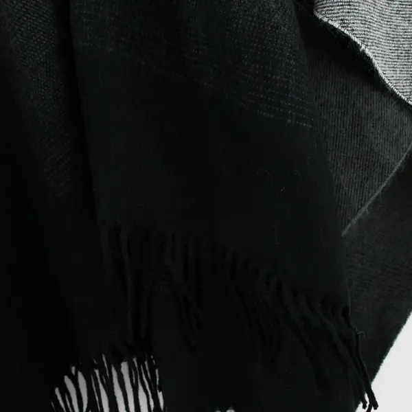 Worldwide Dreams Black and Gray Fringe Knit Shawl One Size