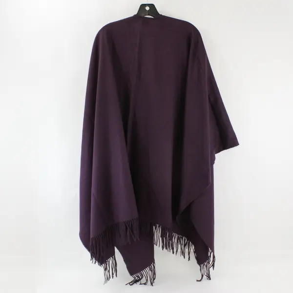 V. Fraas Plum Purple Fringe Acrylic Shawl One Size