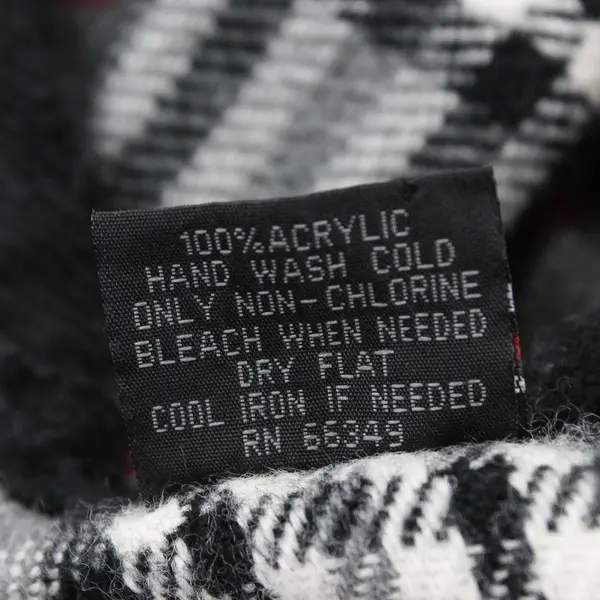 V. Fraas Black White and Red Plaid Acrylic Shawl One Size