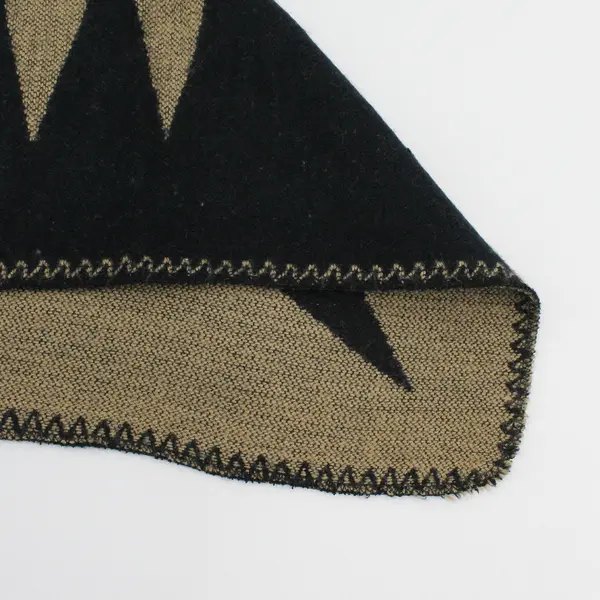 Reversible Black and Brown Southwestern Pattern Boho Knit Shawl
