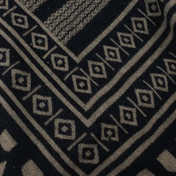 Reversible Black and Brown Southwestern Pattern Boho Knit Shawl