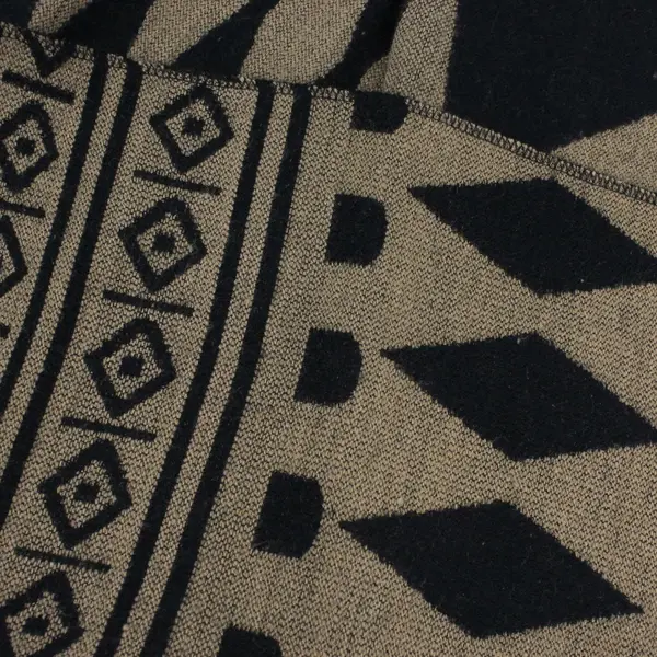 Reversible Black and Brown Southwestern Pattern Boho Knit Shawl