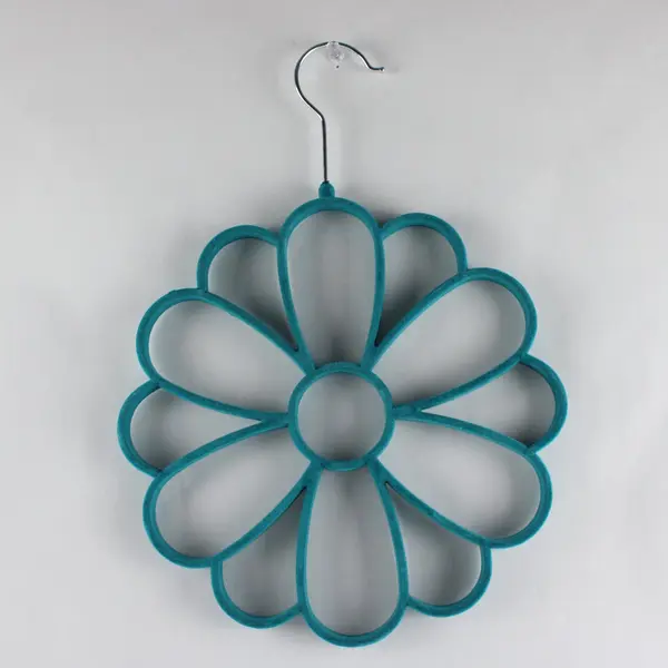 Teal Velvet Flower Scarf Hanger 10in Hanging Hook