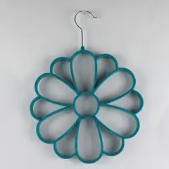 Teal Velvet Flower Scarf Hanger 10in Hanging Hook