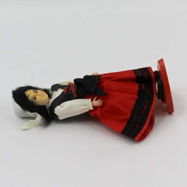 Carlson Dolls French Girl Ethnic Doll 8-76 with Red Plastic Heart Stand And Tag