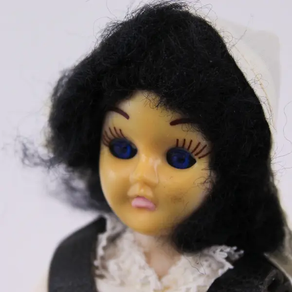 Carlson Dolls French Girl Ethnic Doll 8-76 with Red Plastic Heart Stand And Tag