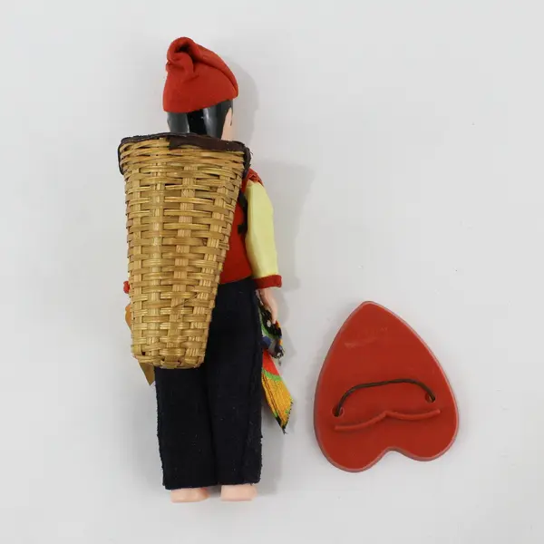 Carlson Dolls Italian Boy Ethnic Doll 8-53 with Red Plastic Heart Stand And Tag