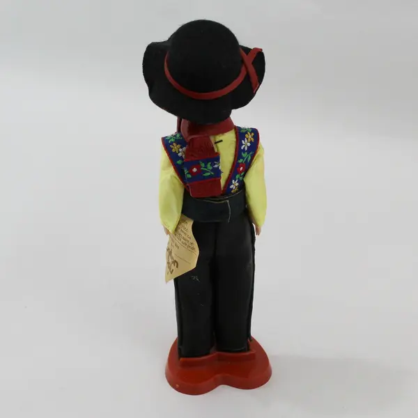 Carlson Dolls Swedish Boy Ethnic Doll 8-47 with Red Plastic Heart Stand And Tag