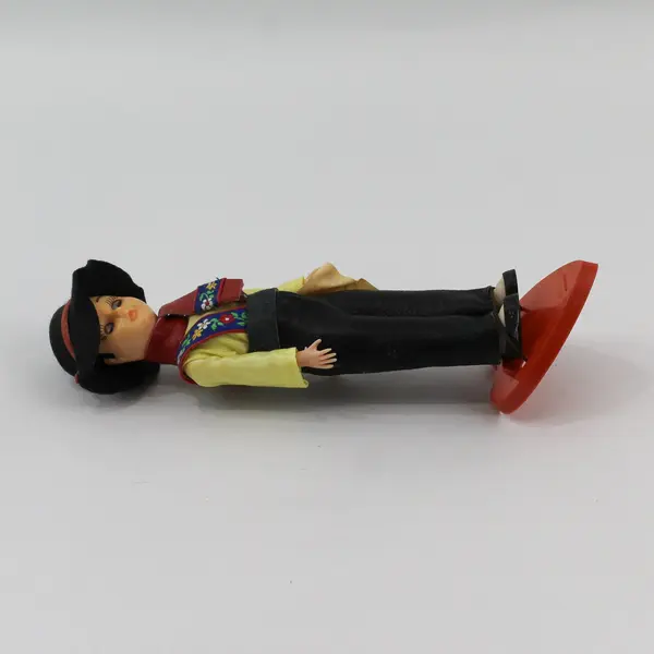 Carlson Dolls Swedish Boy Ethnic Doll 8-47 with Red Plastic Heart Stand And Tag