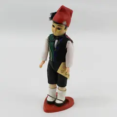Carlson Dolls Danish Boy Ethnic Doll 8-49 with Red Plastic Heart Stand And Tag