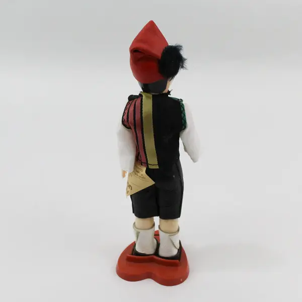 Carlson Dolls Danish Boy Ethnic Doll 8-49 with Red Plastic Heart Stand And Tag