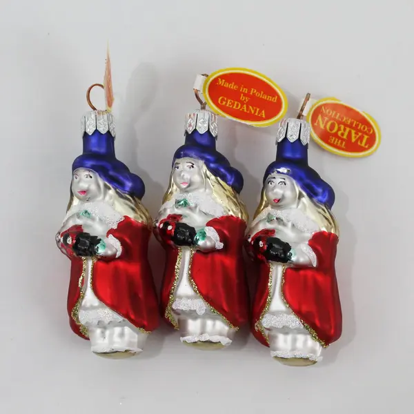 Lot of 3 VTG Gedania Hand-Blown Glass Wise Men Ornaments 3" Taron Collection 