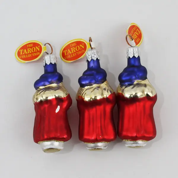 Lot of 3 VTG Gedania Hand-Blown Glass Wise Men Ornaments 3" Taron Collection 
