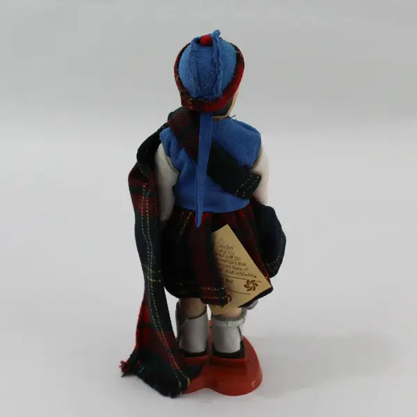 Carlson Dolls Scottish Boy Ethnic Doll 8-71 with Red Plastic Heart Stand And Tag