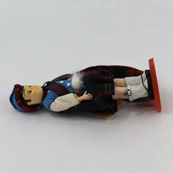 Carlson Dolls Scottish Boy Ethnic Doll 8-71 with Red Plastic Heart Stand And Tag