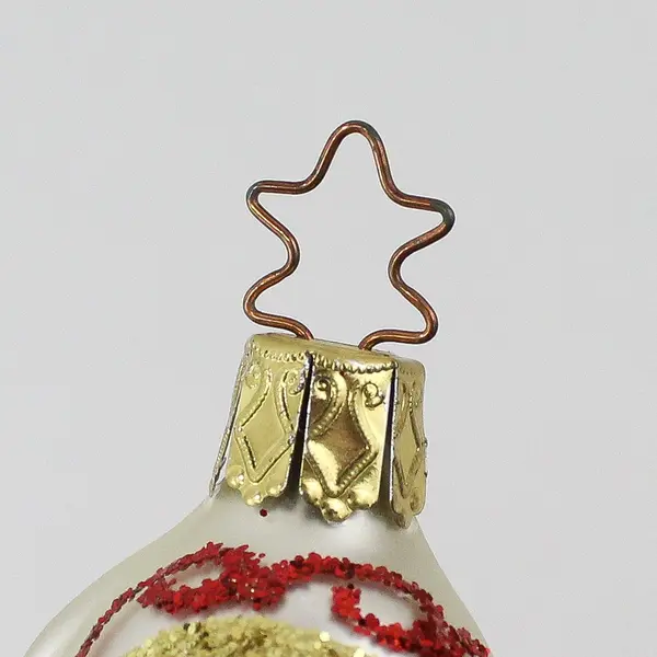 Vintage Handmade Glass St Nicholas Ornament in a White Robe Red Gloves 5.5"