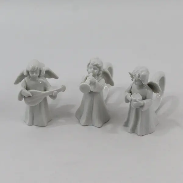 Lot of 3 VTG 1990 Reco White Ceramic Christmas Angel Napkin Rings