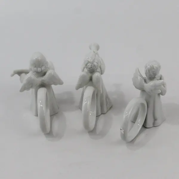 Lot of 3 VTG 1990 Reco White Ceramic Christmas Angel Napkin Rings