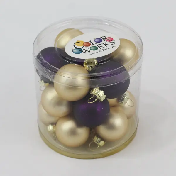 Color Works by Roman Lot of 61 Small Glass Bauble Ornaments Silver Gold Purple