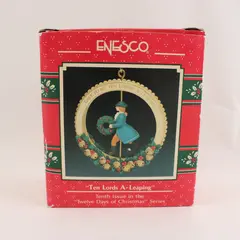 VTG 1990 Enesco Ten Lords-A-Leaping 12 Days of Christmas Ornament