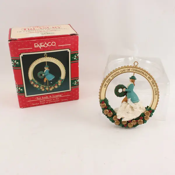 VTG 1990 Enesco Ten Lords-A-Leaping 12 Days of Christmas Ornament