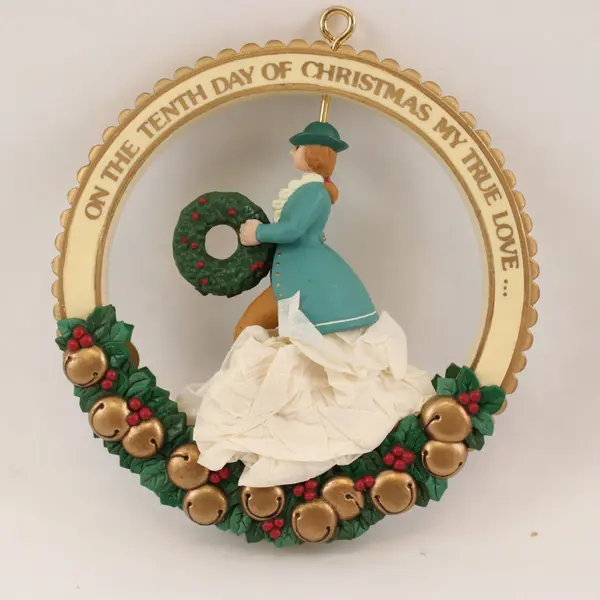 VTG 1990 Enesco Ten Lords-A-Leaping 12 Days of Christmas Ornament