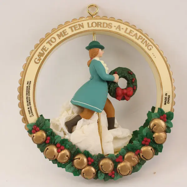 VTG 1990 Enesco Ten Lords-A-Leaping 12 Days of Christmas Ornament