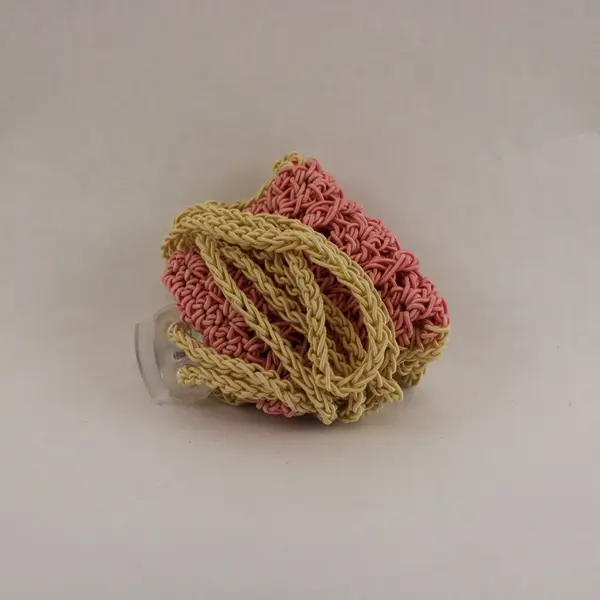 Vintage Handmade Pink Cream Crocheted Crossbody Pouch Small