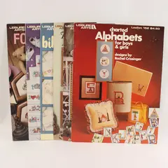 Lot of 6 Leisure Arts Cross Stitch Leaflets Babies & Kids 1979-1991