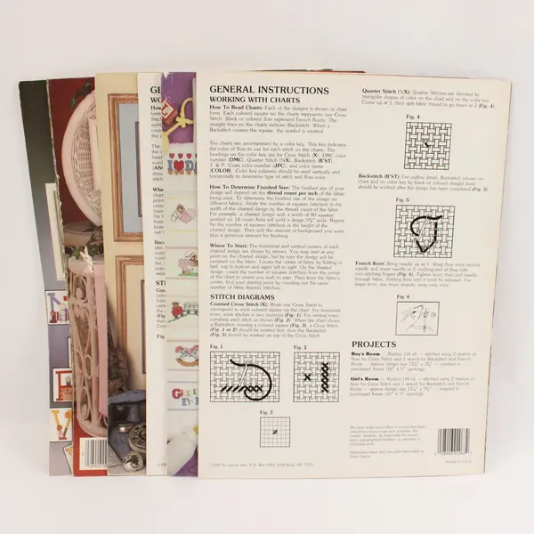 Lot of 6 Leisure Arts Cross Stitch Leaflets Babies & Kids 1979-1991
