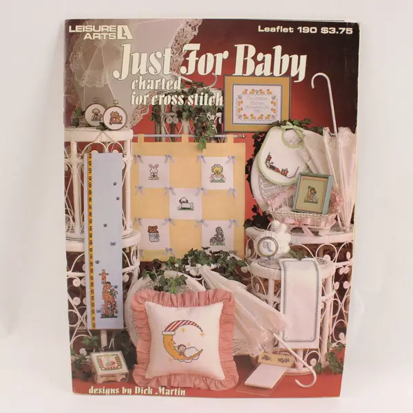Lot of 6 Leisure Arts Cross Stitch Leaflets Babies & Kids 1979-1991