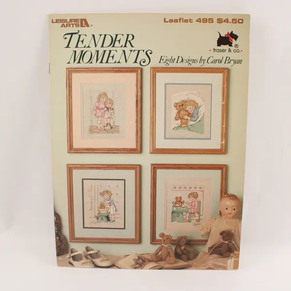 Lot of 6 Leisure Arts Cross Stitch Leaflets Babies & Kids 1979-1991