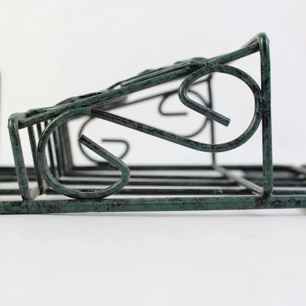 Dark Green Wrought Iron Wall Organizer 2 Shelves 3 Hooks Ivy Decor