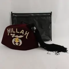 D Turin & Co Hillah Shriners Fez Hat Burgundy Wool Men's 7 1/8