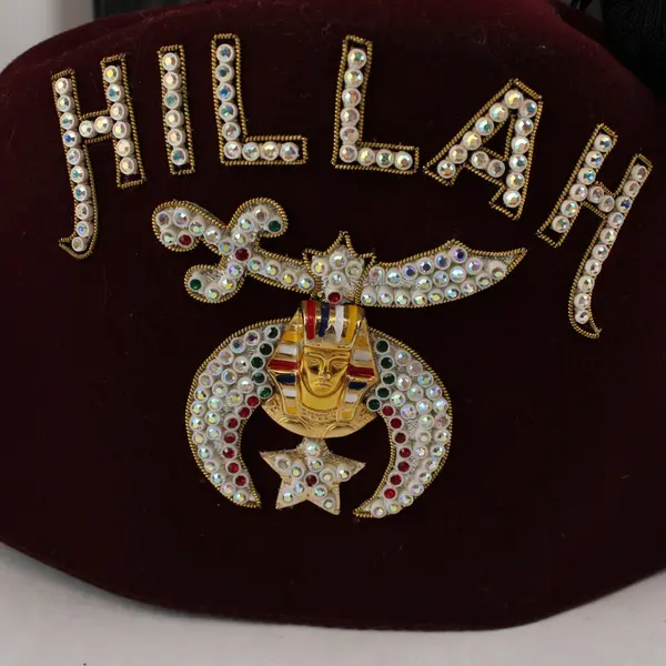 D Turin & Co Hillah Shriners Fez Hat Burgundy Wool Men's 7 1/8