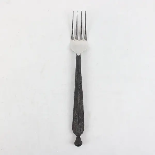 Vintage Stainless Forged-Style Blackened Rustic Handle Dinner Fork 8.5" Good