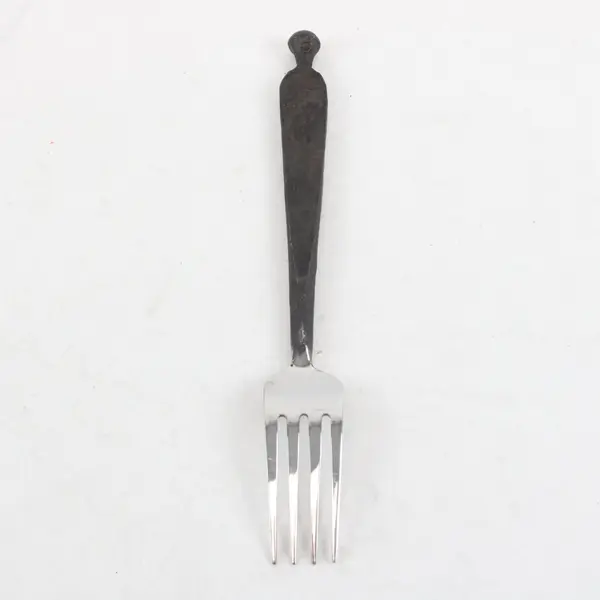 Vintage Stainless Forged-Style Blackened Rustic Handle Dinner Fork 8.5" Good