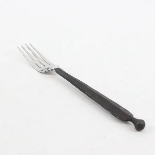 Vintage Stainless Forged-Style Blackened Rustic Handle Dinner Fork 8.5" Good