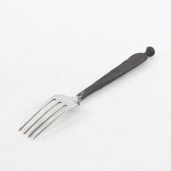 Vintage Stainless Forged-Style Blackened Rustic Handle Dinner Fork 8.5" Good