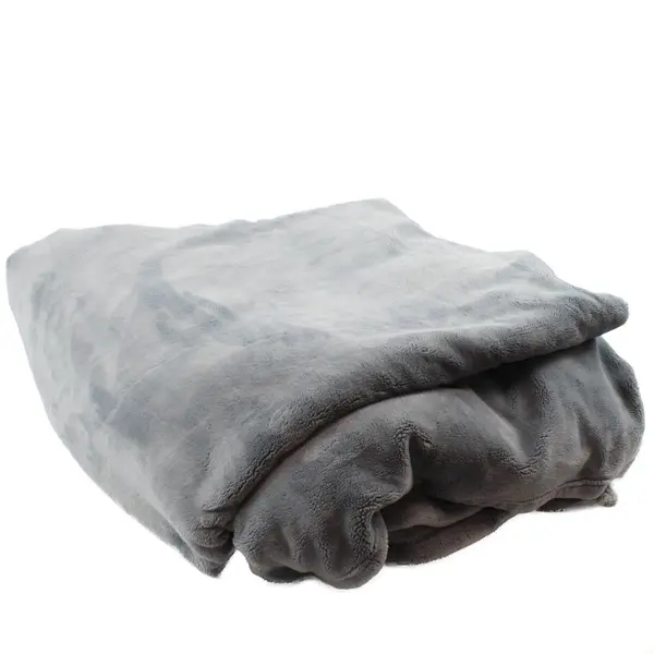 Costco Kirkland Signature Light Gray Plush Blanket 100% Polyester 100" x 95"