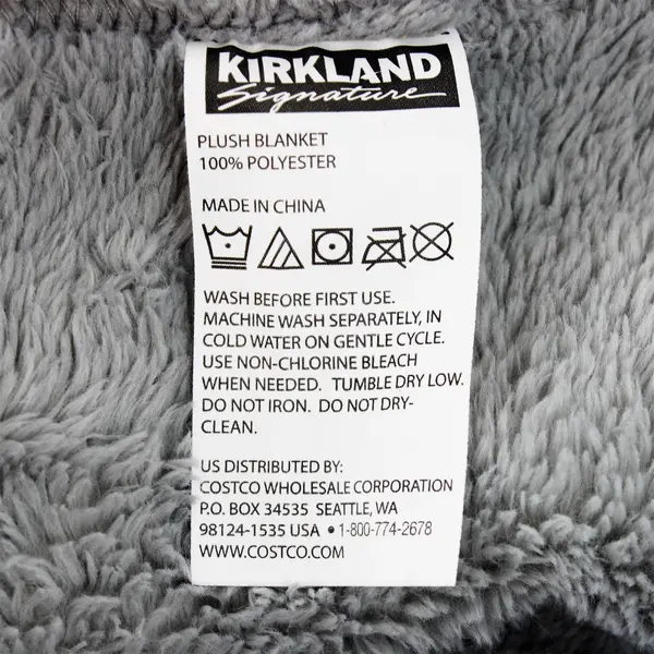 Costco Kirkland Signature Light Gray Plush Blanket 100% Polyester 100" x 95"