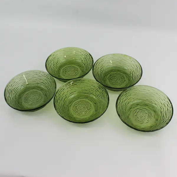 Set of 5 Vintage Anchor Hocking Soreno Avocado Green Cereal Bowls 6"