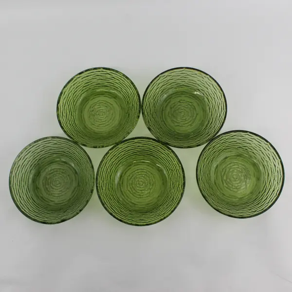 Set of 5 Vintage Anchor Hocking Soreno Avocado Green Cereal Bowls 6"