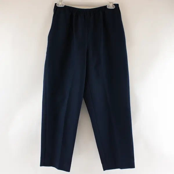 Alfred Dunner Pants Women's Petite 6P Navy Pull On Elastic Waist Short Trousers