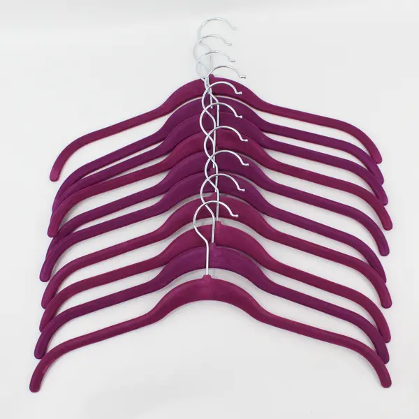 Joy Lot of 10 Purple Velvet Non-Slip Closet Hangers Shirts Tops Coats