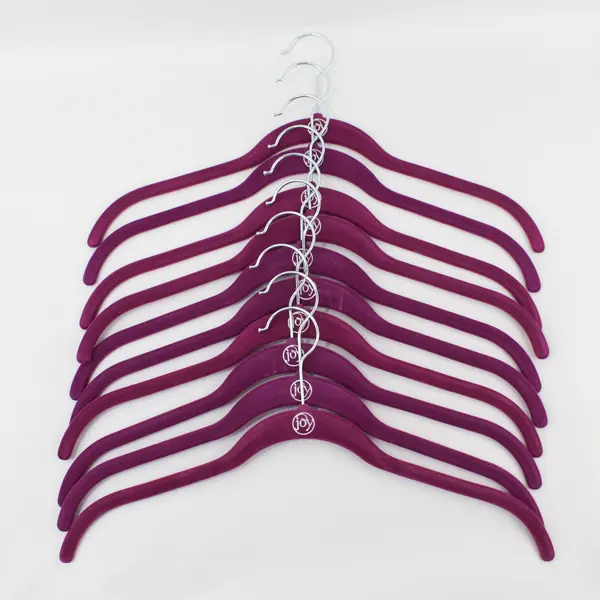 Joy Lot of 10 Purple Velvet Non-Slip Closet Hangers Shirts Tops Coats