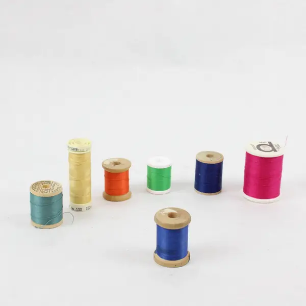 Lot of 7 Sewing Thread Spools Assorted Colors