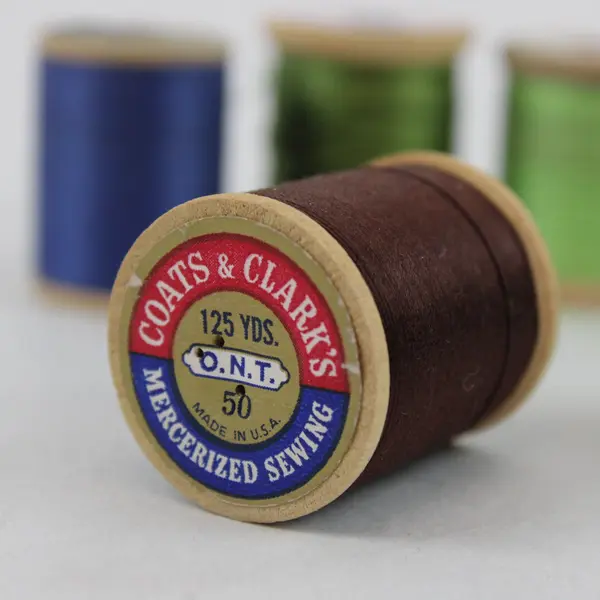 Lot of 7 Mixed Brand Sewing Thread Spools Blue Green Black Brown Assorted