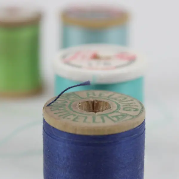 Lot of 7 Mixed Brand Sewing Thread Spools Blue Green Black Brown Assorted
